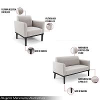 Conjunto 2 Poltronas E 1 Namoradeira Decorativa Pés Fixo Em Madeira Preto Veludo Cinza - 6