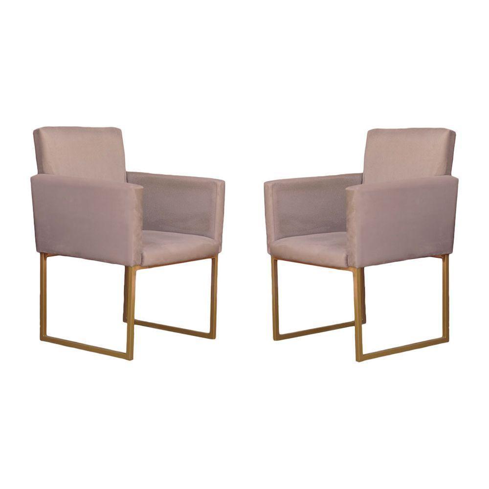 Conjunto 02 Poltronas Para Recepção E Sala Klara Suede Bege - 1