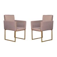 Conjunto 02 Poltronas Para Recepção E Sala Klara Suede Bege - 1