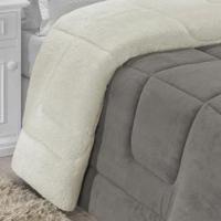 Edredom Coberdrom Pryme Solteiro Sherpa E Manta - Cinza - 2