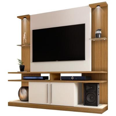 Estante Home Theater Tv Até 60 Pol. Com Led York Cinamomo/Off White/Ripado - Bechara