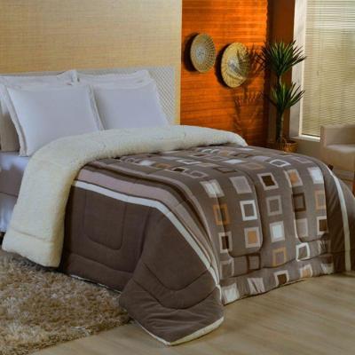 Edredom Coberdrom Sonobom King Sherpa E Manta - Geométrico Marrom