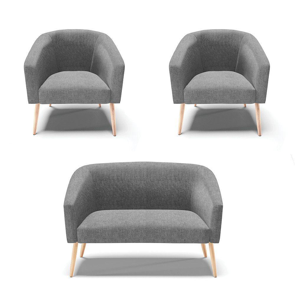 Kit 01 Namoradeira 02 Lugares E 02 Poltronas A26 Grafite - 1