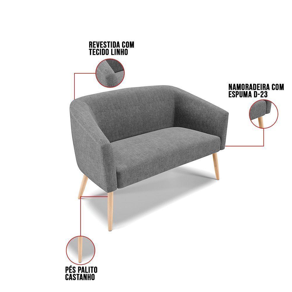 Kit 01 Namoradeira 02 Lugares E 02 Poltronas A26 Grafite - 5