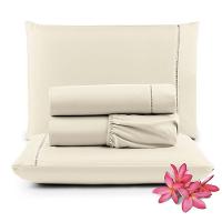 Jogo De Lençol Micropercal 400 Fios Queen 4 Peças Barato - Palha - 1