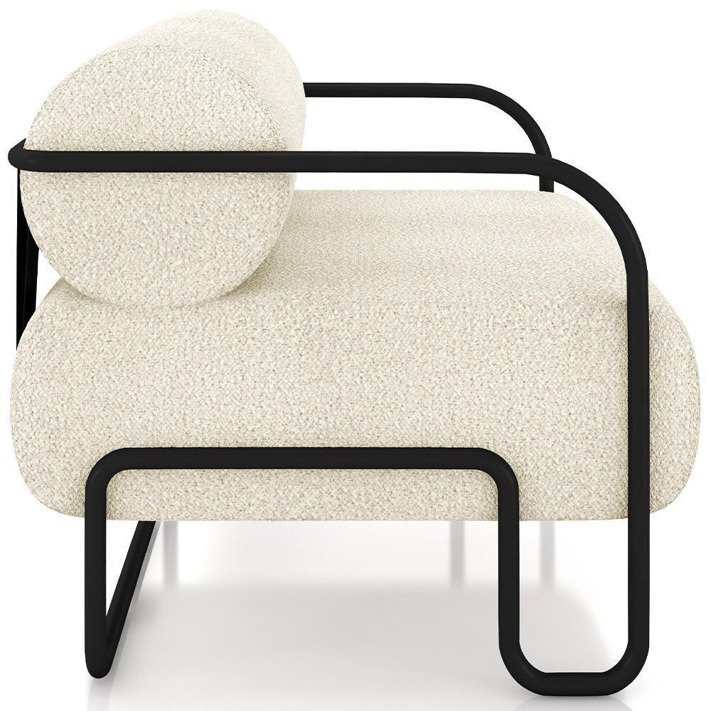 Kit 02 Poltronas Decorativa Pés Industrial Moscou K01 Bouclê Creme - Lyam Decor - 2