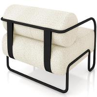 Kit 02 Poltronas Decorativa Pés Industrial Moscou K01 Bouclê Creme - Lyam Decor