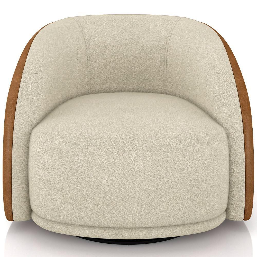 Kit 02 Poltronas Decorativa Giratória Angelina M03 Bouclê Bege Couríssimo Whisky - 5