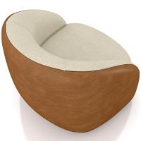 Kit 02 Poltronas Decorativa Giratória Angelina M03 Bouclê Bege Couríssimo Whisky