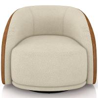 Kit 02 Poltronas Decorativa Giratória Angelina M03 Bouclê Bege Couríssimo Whisky - 5