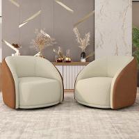 Kit 02 Poltronas Decorativa Giratória Angelina M03 Bouclê Bege Couríssimo Whisky - 6