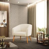 Kit 02 Poltronas Stella Linho Pés Palitos Castanho - D'rossi Cor A19 Grosso Bege - 6