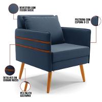 Kit 01 Namoradeira E 02 Poltronas Suede Castanho Azulnho