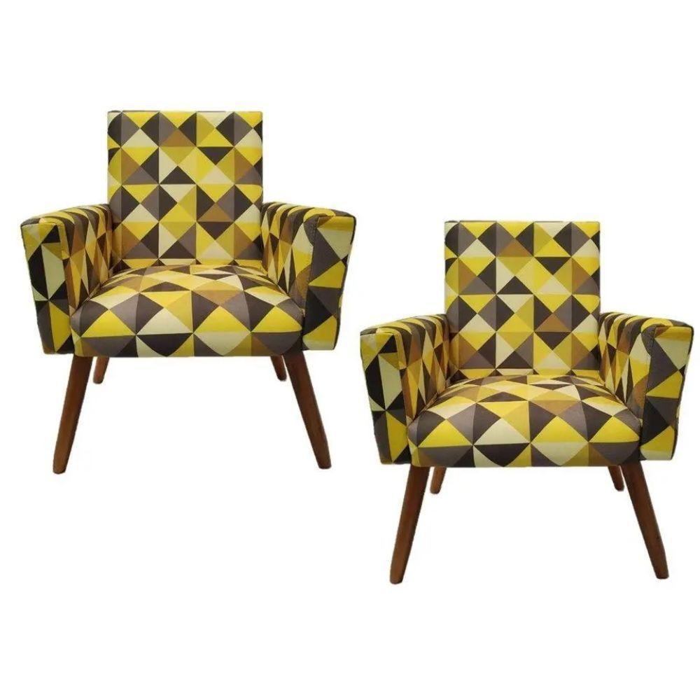 Kit 2 Poltronas Nina Sala De Estar Triangulo Amarelo - 1