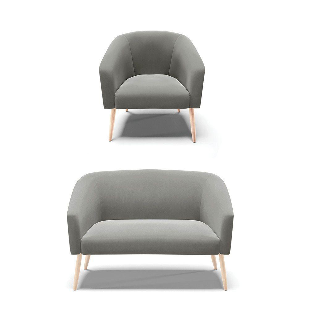 Kit 01 Namoradeira 02 Lugares E 01 Poltrona Suede Grafite - 1