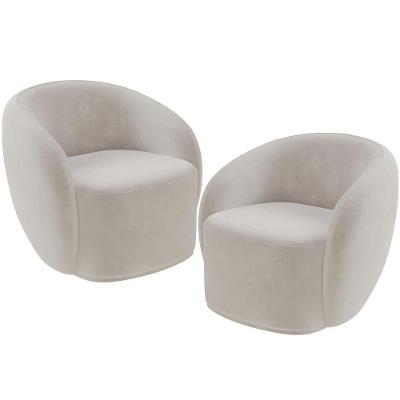 Kit 02 Poltronas Decorativas Para Sala De Estar Gliese K01 Veludo Bege Lyam Decor