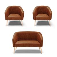 Kit 01 Namoradeira 02Lug E 02 Poltronas Stella Natural Nozes - 1