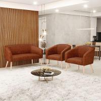 Kit 01 Namoradeira 02Lug E 02 Poltronas Stella Natural Nozes - 8