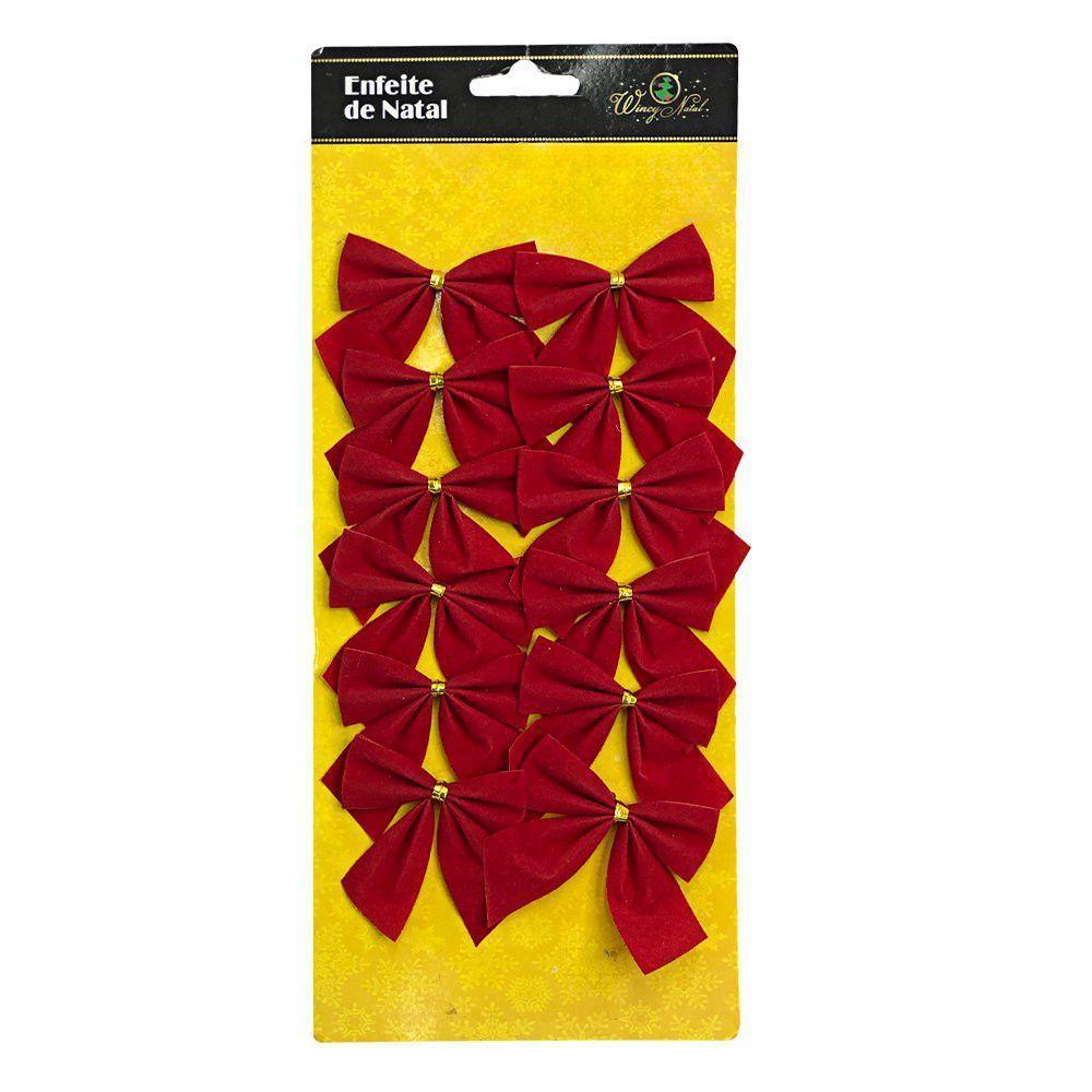 Kit 12 Laços Veludo Lacinhos Vermelho Decoração árvore Natal - 3