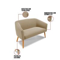 Kit 1 Namoradeira E 2 Poltronas Marrom Rato Base Madeira - 5