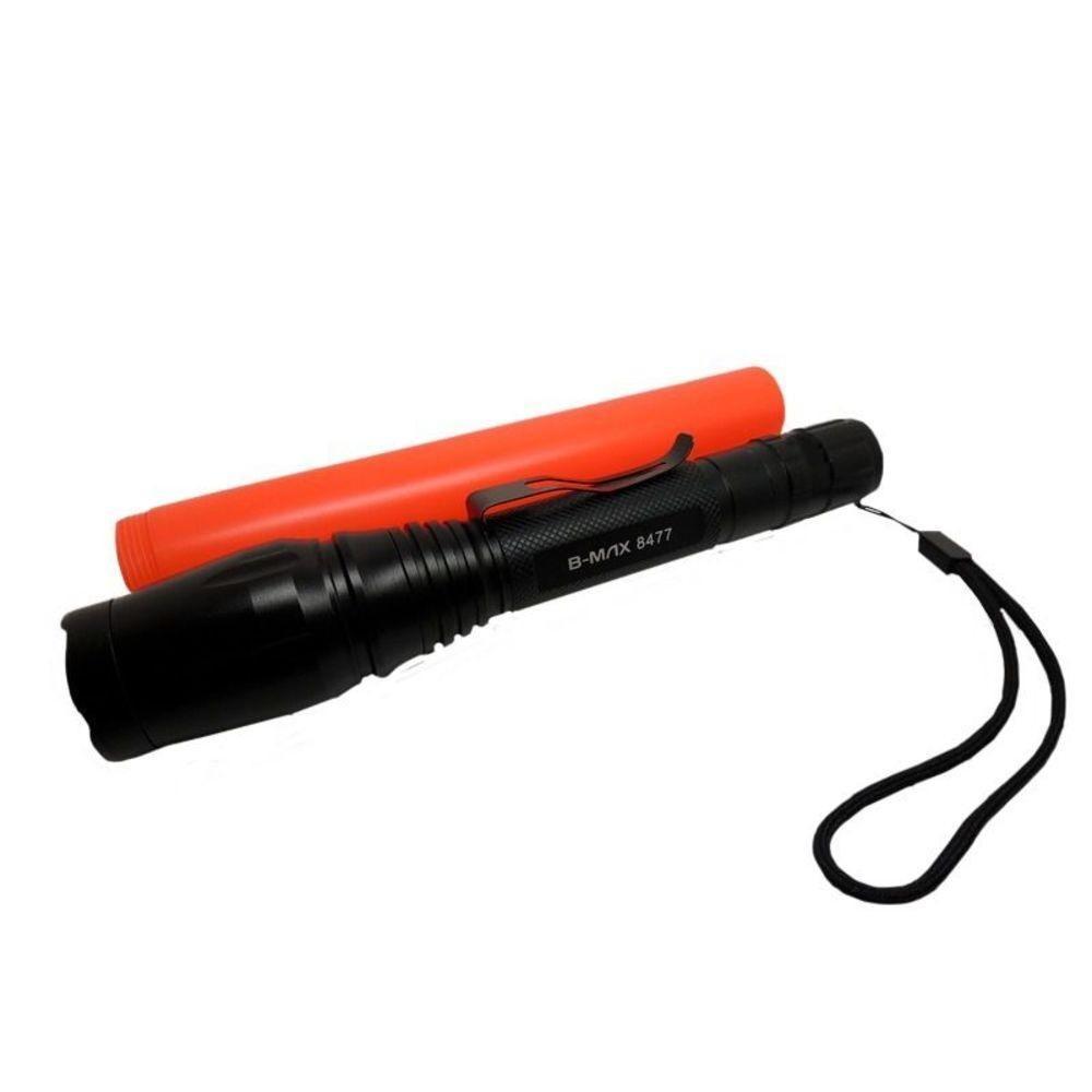 Lanterna Led Longo Alcance T6 Ultra Forte Militar Tática 2 Baterias B-max 8477 - 1