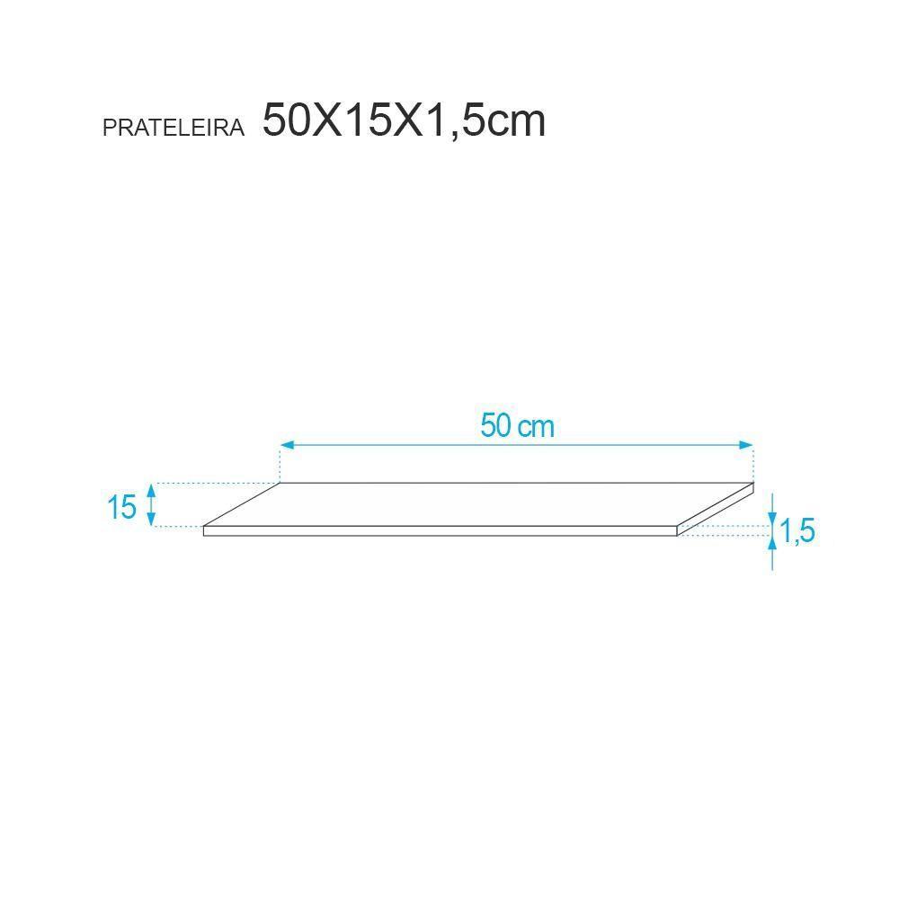 Kit 4 Prateleiras 50 x 15cm Preta Suporte Invisível - 5
