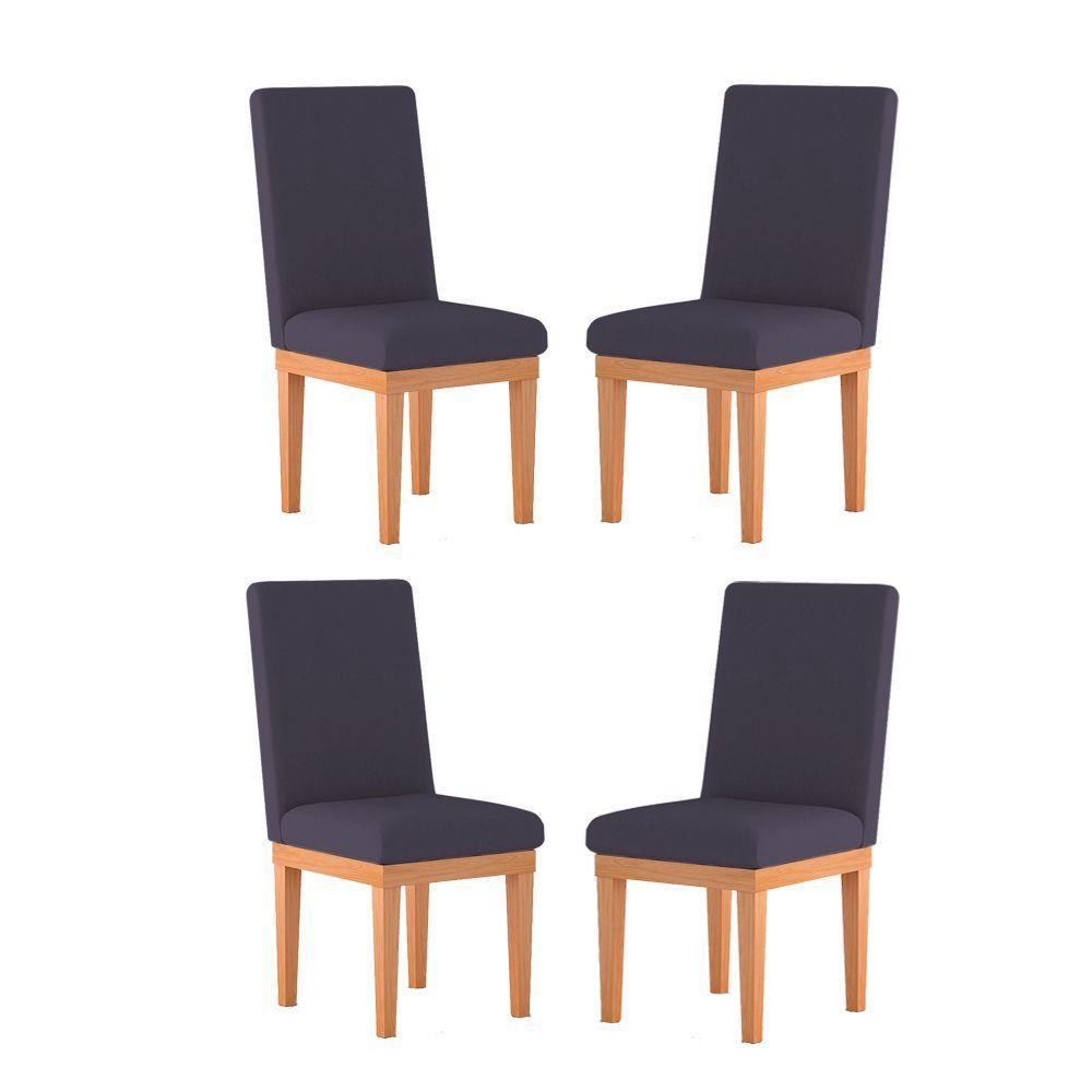 Kit 4 Cadeiras Estofadas Para Mesa De Jantar cinza - 1