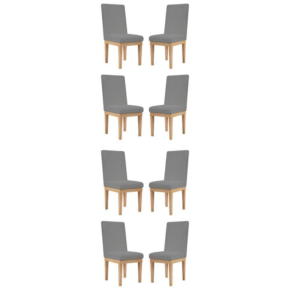 Kit 8 Cadeiras Estofadas Reforçada Para Sala De Jantar Linho Cor:linho Grafite - 1