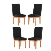 Kit 4 Cadeiras Estofadas Para Mesa De Jantar preto - 1