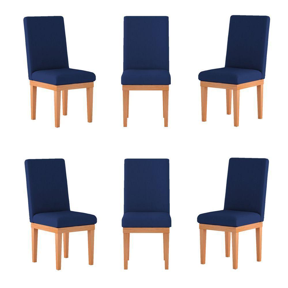 Kit 6 Cadeiras Estofadas Para Mesa De Jantar azul Marinho - 1