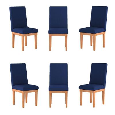 Kit 6 Cadeiras Estofadas Para Mesa De Jantar azul Marinho
