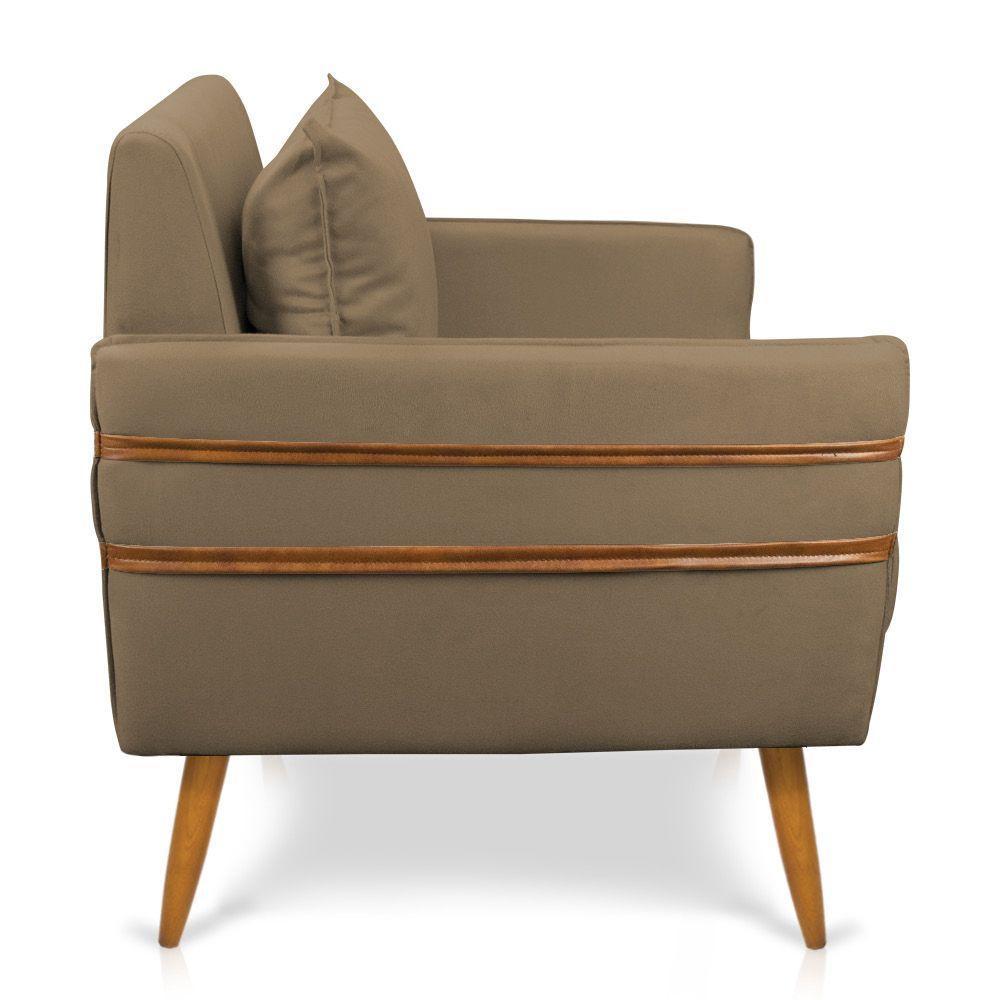 Kit 02 Poltronas Mari Suede Marrom Rato Pés Palito Castanho - 5