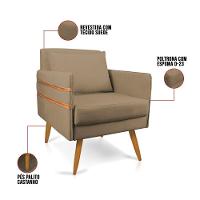 Kit 02 Poltronas Mari Suede Marrom Rato Pés Palito Castanho - 3