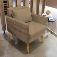 Kit 02 Poltronas Mari Suede Marrom Rato Pés Palito Castanho - 7