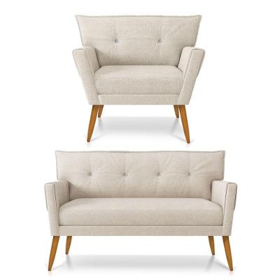 Kit Namoradeira E Poltrona Anitta Linho D'rossi A27 Areia