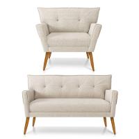 Kit Namoradeira E Poltrona Anitta Linho D'rossi A27 Areia - 1