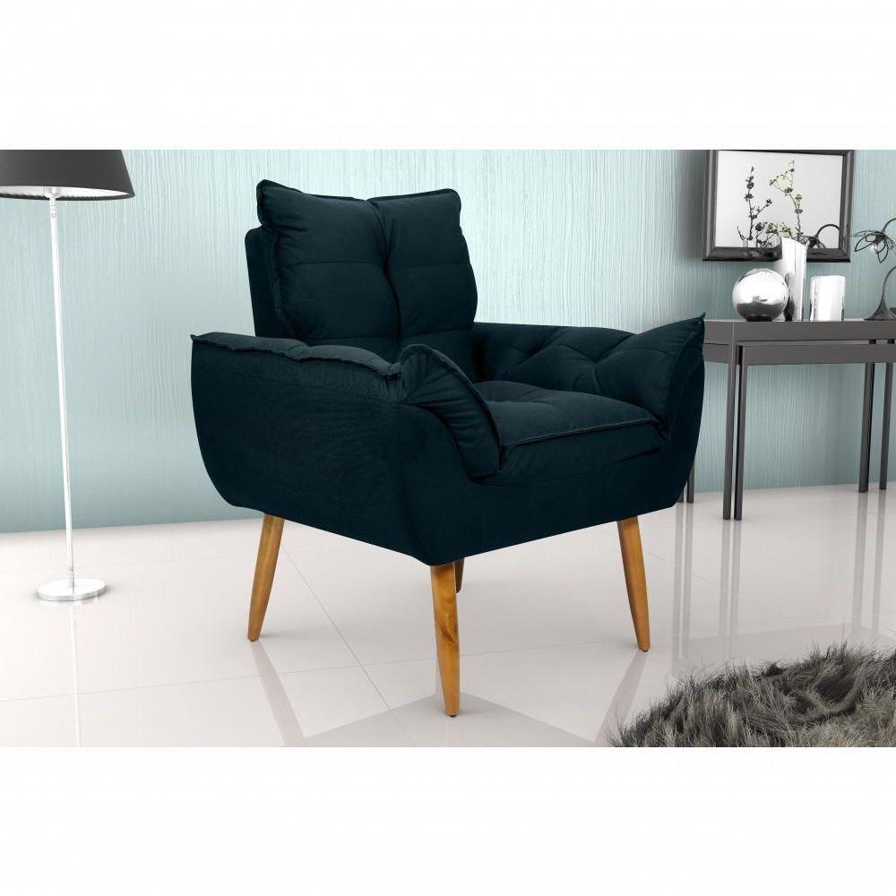 Poltrona Decorativa Tóquio 1 Lugar Suede Petróleo Matrix - 3
