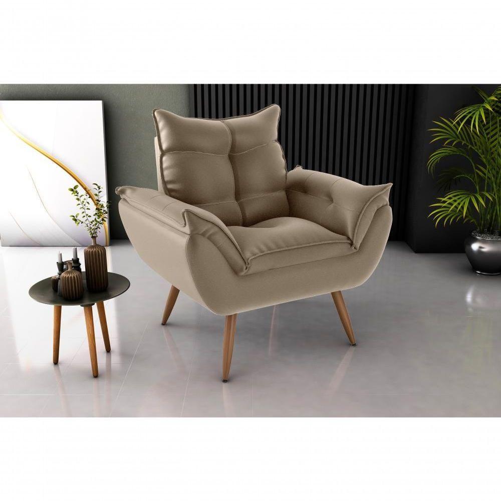 Poltrona Decorativa Tóquio 1 Lugar Veludo Turkey Capuccino Matrix - 3