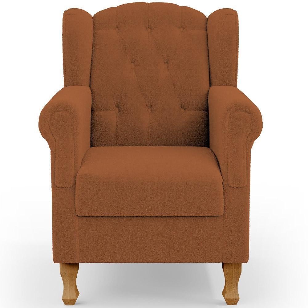 Poltrona De Amamentação Yara P02 Com Puff Paris Luis Xv L02 Bouclê Terracota - Lyam Decor - 3