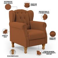 Poltrona De Amamentação Yara P02 Com Puff Paris Luis Xv L02 Bouclê Terracota - Lyam Decor - 6