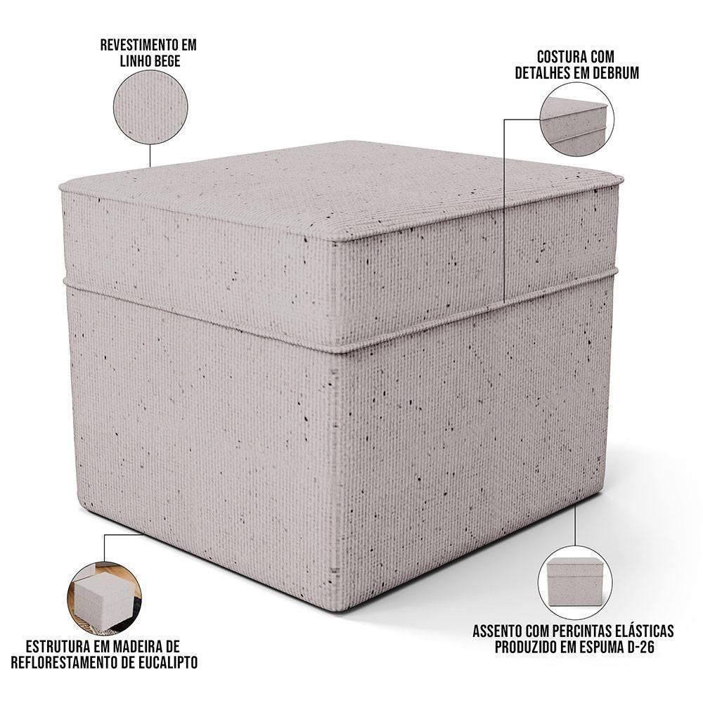 Poltrona De Amamentação Com Balanço E Puff Mavie L02 Linho Bege - Lyam Decor - 5