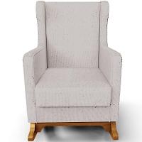 Poltrona De Amamentação Com Balanço E Puff Mavie L02 Linho Bege - Lyam Decor - 2