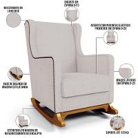 Poltrona De Amamentação Com Balanço E Puff Mavie L02 Linho Bege - Lyam Decor - 10