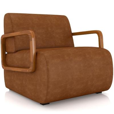 Poltrona Decorativa Orgânica Bruxelas K01 Couríssimo Caramelo Lyam Decor