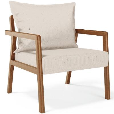 Poltrona Decorativa Alícia B04 Sala De Estar Linho Creme Lyam Decor