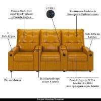 Poltrona Reclinável Para Cinema Parma 3 Lugares Baú Usb Pu Fh1 - D'rossi Cor Whisky - 5