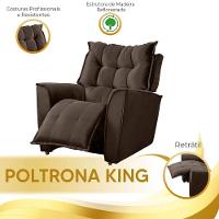 Poltrona Do Papai Reclinável King Veludo Shop Das Cabeceiras Marrom Chocolate - 3