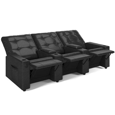 Poltrona Do Papai Reclinável 3 Lugares Haifa F05 Facto Preto Lyam Decor