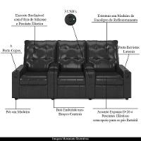 Poltrona Do Papai Reclinável Cinema 3 Lugares Manual Baú Usb Haifa F05 Facto Preto B - Lyam Decor - 2