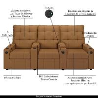 Poltrona Do Papai Reclinável Cinema 3 Lugares Manual Baú Usb Haifa F05 Facto Caramelo - Lyam Decor - 8